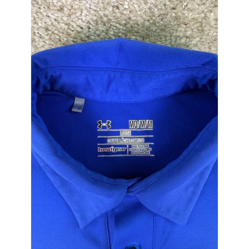 Under Armour Heat Gear Men's Size Medium Loose Blue Short Sleeve Polo Shirt C702 - Picture 3 of 10